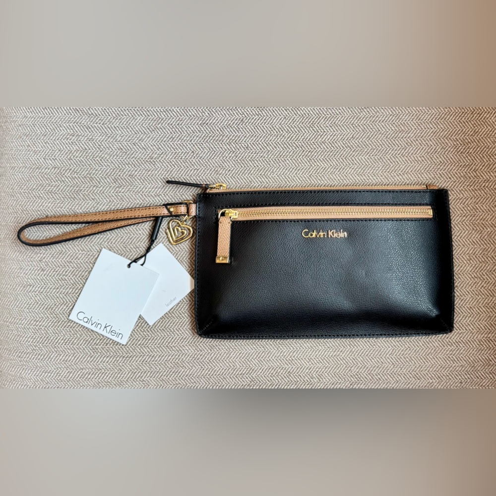 Calvin Klein Black Saffiano Leather Wristlet - NWTs - Picture 3 of 14